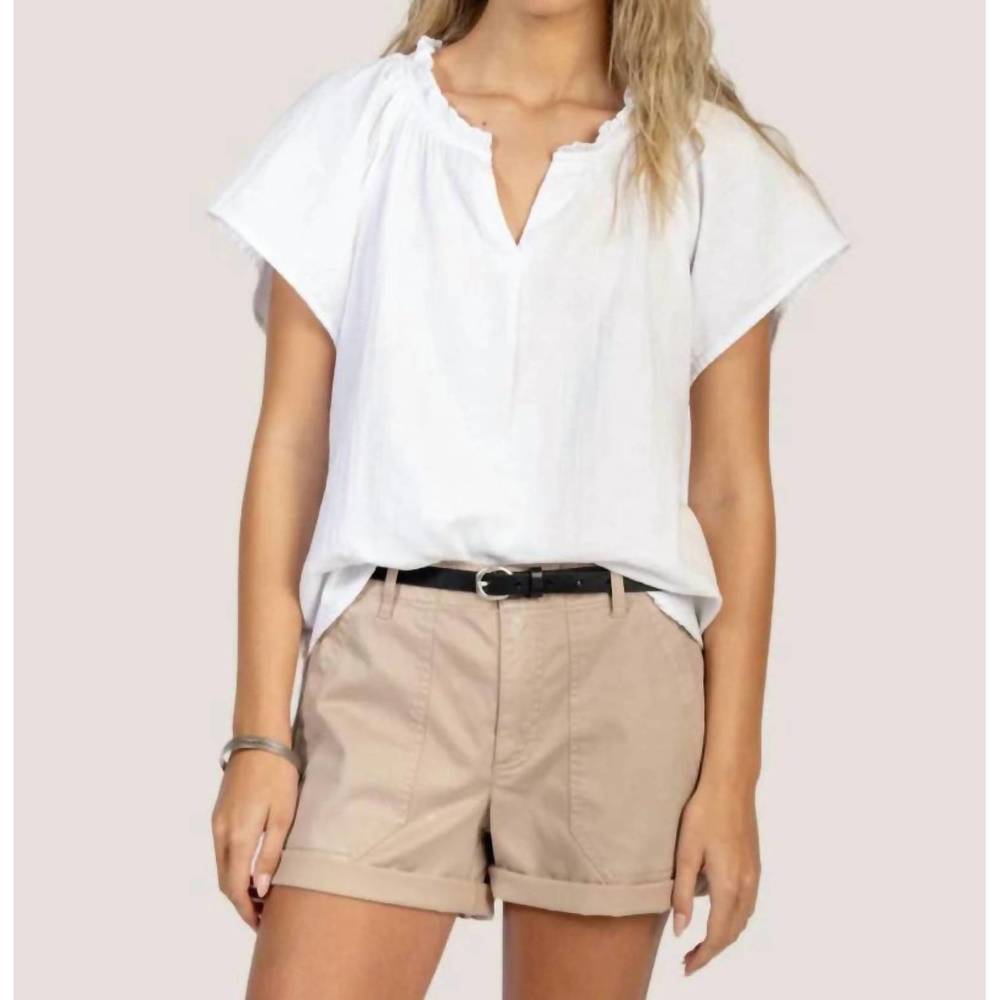 NEW DYLAN short sleeve jolie blouse in white 100% cotton.